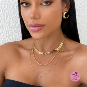 Colar folheado a ouro 18k 3 fios