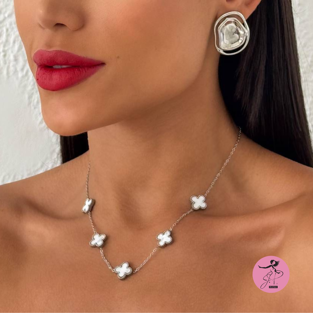 Colar Inspiração Virginia Folheado a Prata ( Branco)