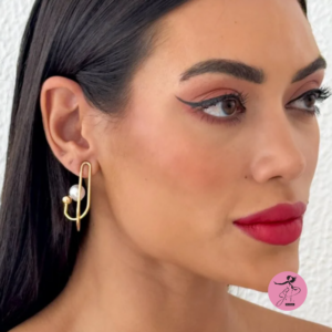 Brinco perolas folheado a ouro 18k