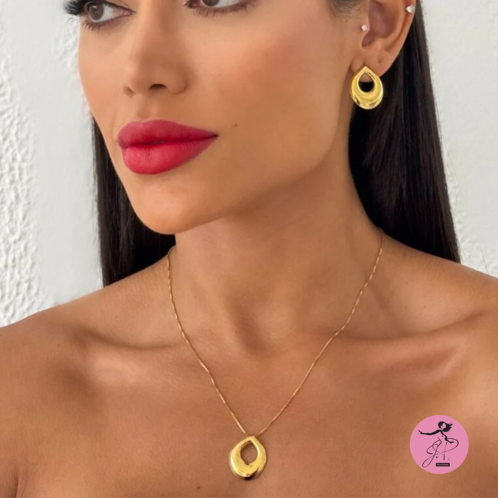 Conjunto folheado a ouro 18k gota