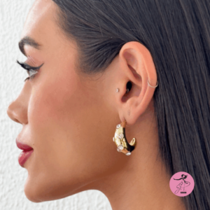 Brinco Argola strass folheado a ouro 18 k