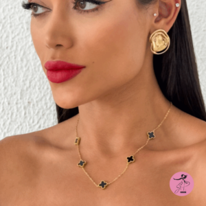 Colar Inspiração Virginia folheado a  Ouro 18k Preto