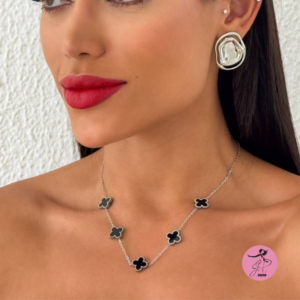 Colar Inspiração Virginia Folheado a Prata ( Preto)