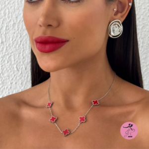 Colar Inspiração Virginia Folheado a Prata 925( vermelho)